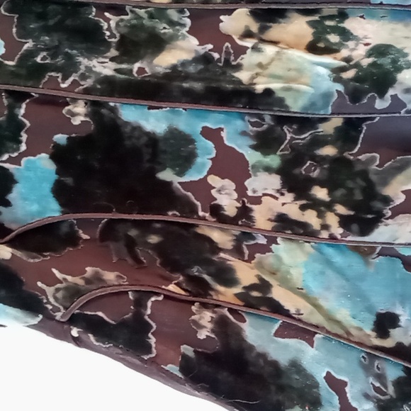 Manyus Vintage 100% Silk Burnout Velvet Skirt With Tulle Lining Ruffle Hem Small - Picture 4 of 10